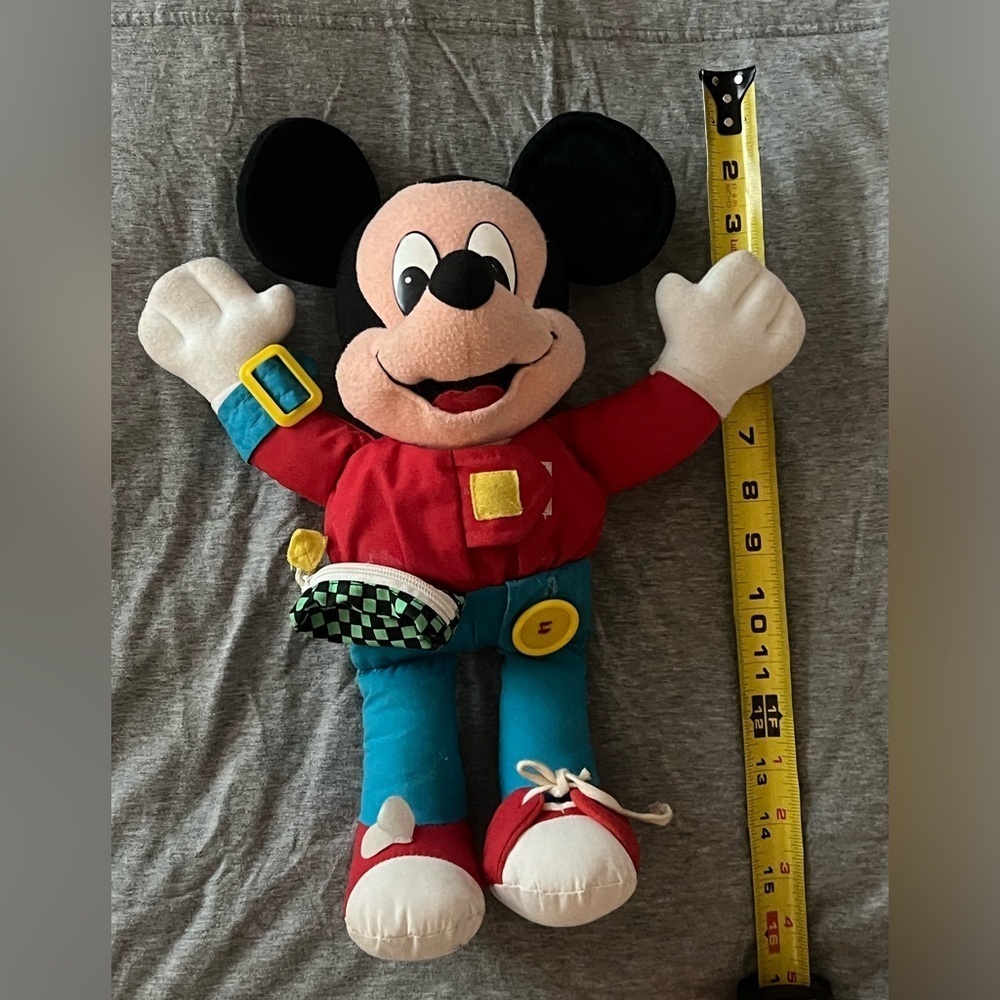 Vintage Mattel Disney Mickey Mouse Teach Me Stuffed Plush Learning Toy 15" 1992 - Picture 2 of 5